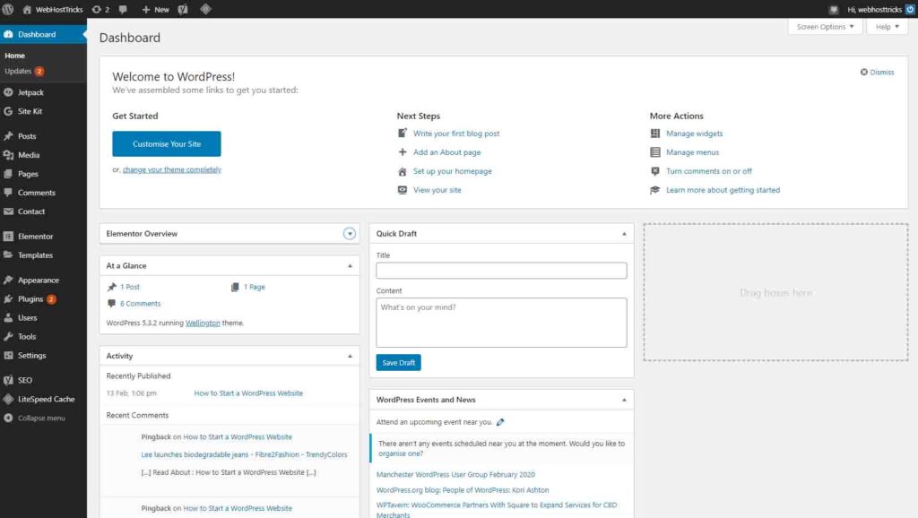 Wordpress Dashboard