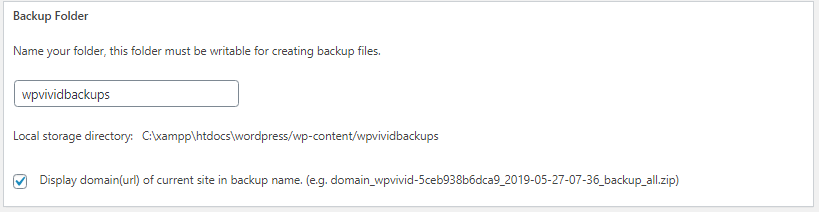 Set Backup Directory WPvivid