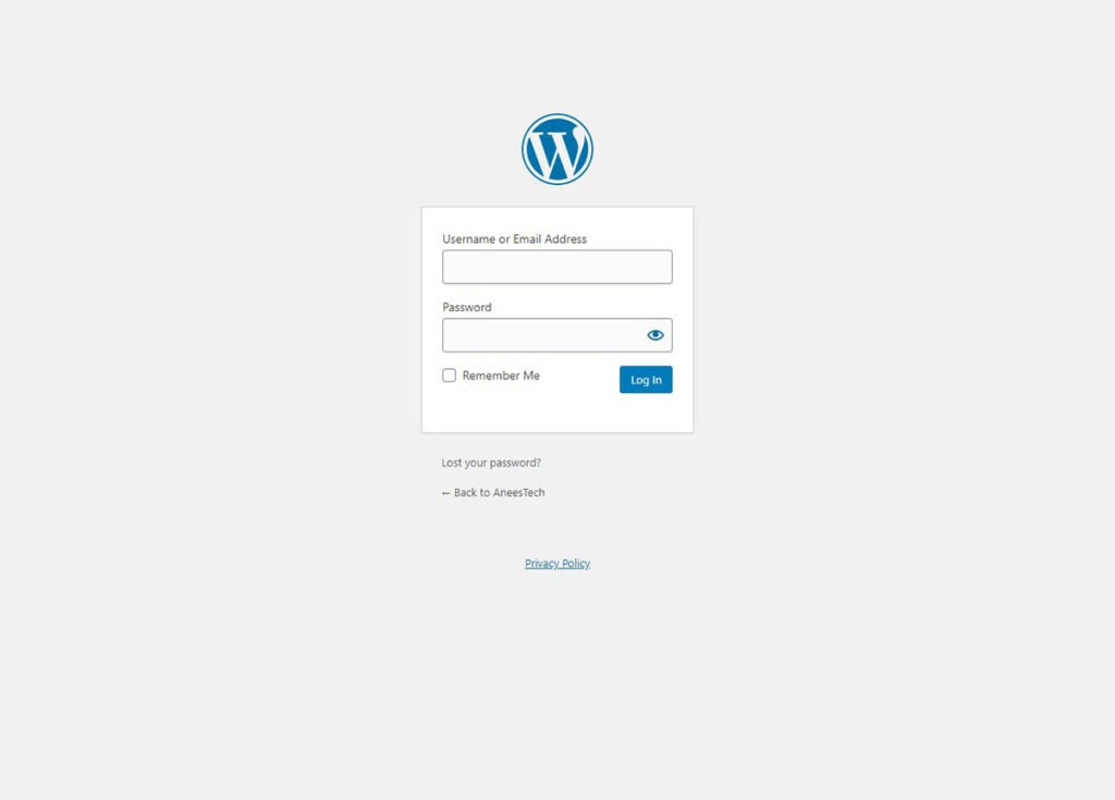 WordPress login page 