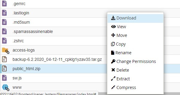 Download Zip Backup File