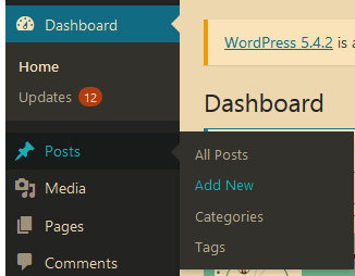 Adding a new Post in WordPress Dashboard