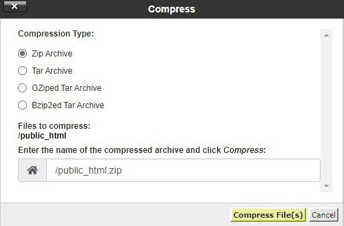 select compress type