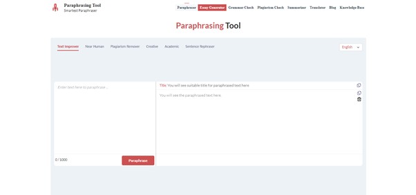 Paraphrasingtool Interface
