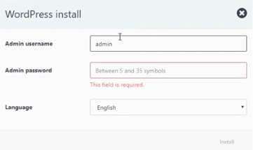 Entering admin username and password in c-panel