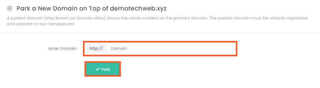 Add New Parked Domain