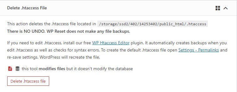 Delete .htaccess file