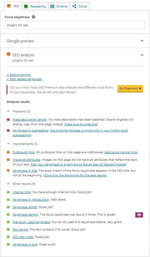 Yoast SEO - Post Breakdown