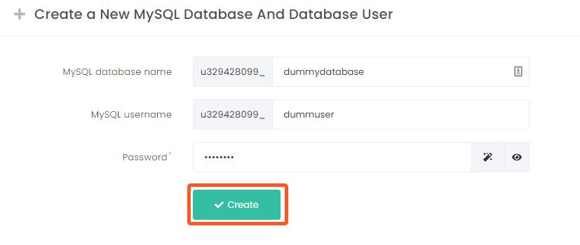 create MySQL database
