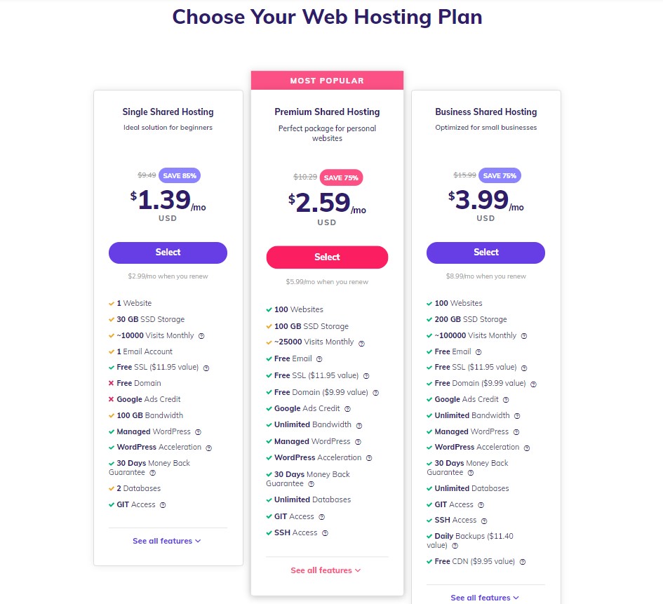 Choose Your Hostinger Web Hosting Plan