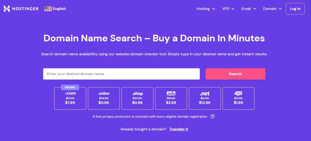 hostinger Domain Name Search